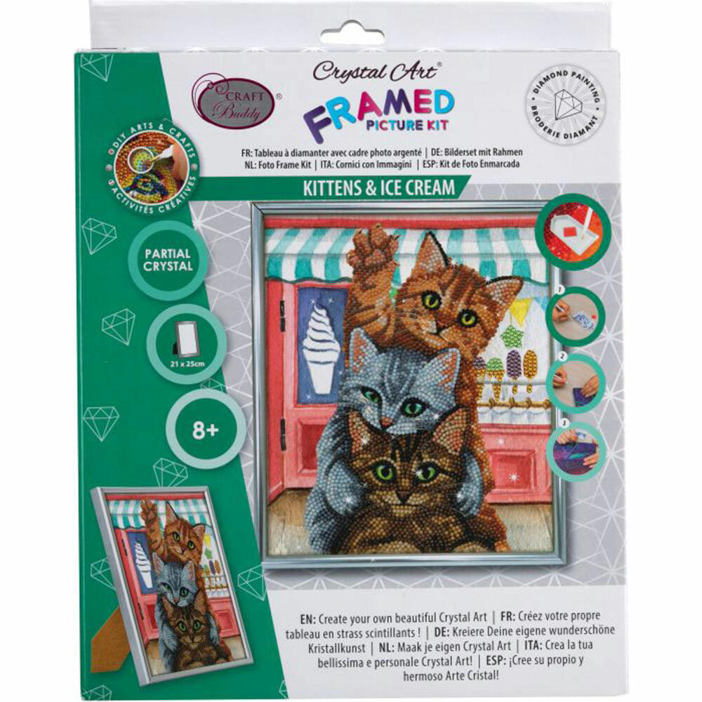 Crystal Art Framed Picture Cats