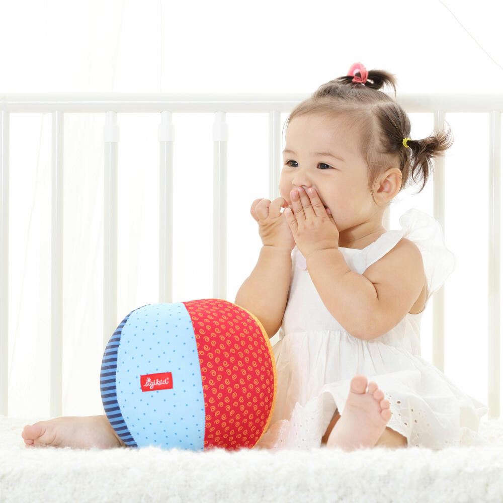 sigikid PlayQ Softball Groß, Stoffball, Spielball, Greifling, Babyspielzeug, Baby Spielzeug, Baumwolle, Ø 19 cm, 49581