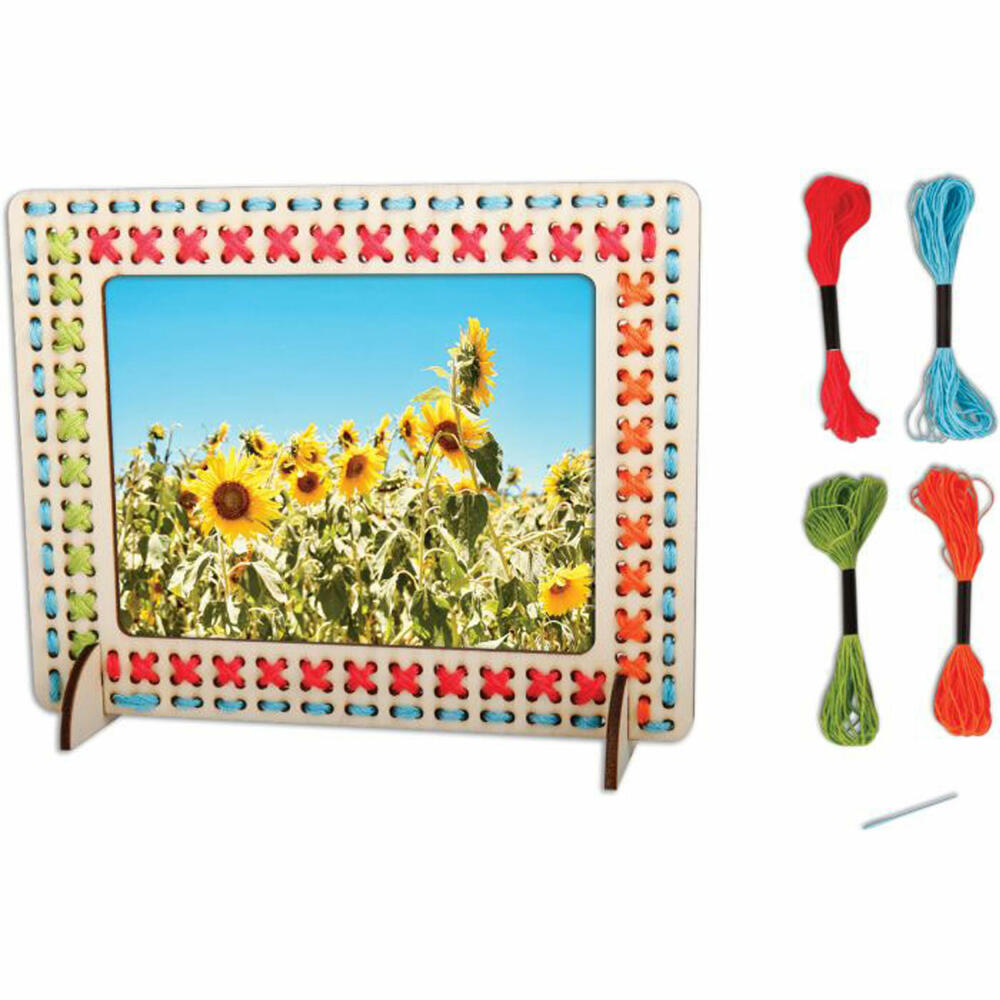 Creathek wooden picture frame embroidery set, 21 pieces