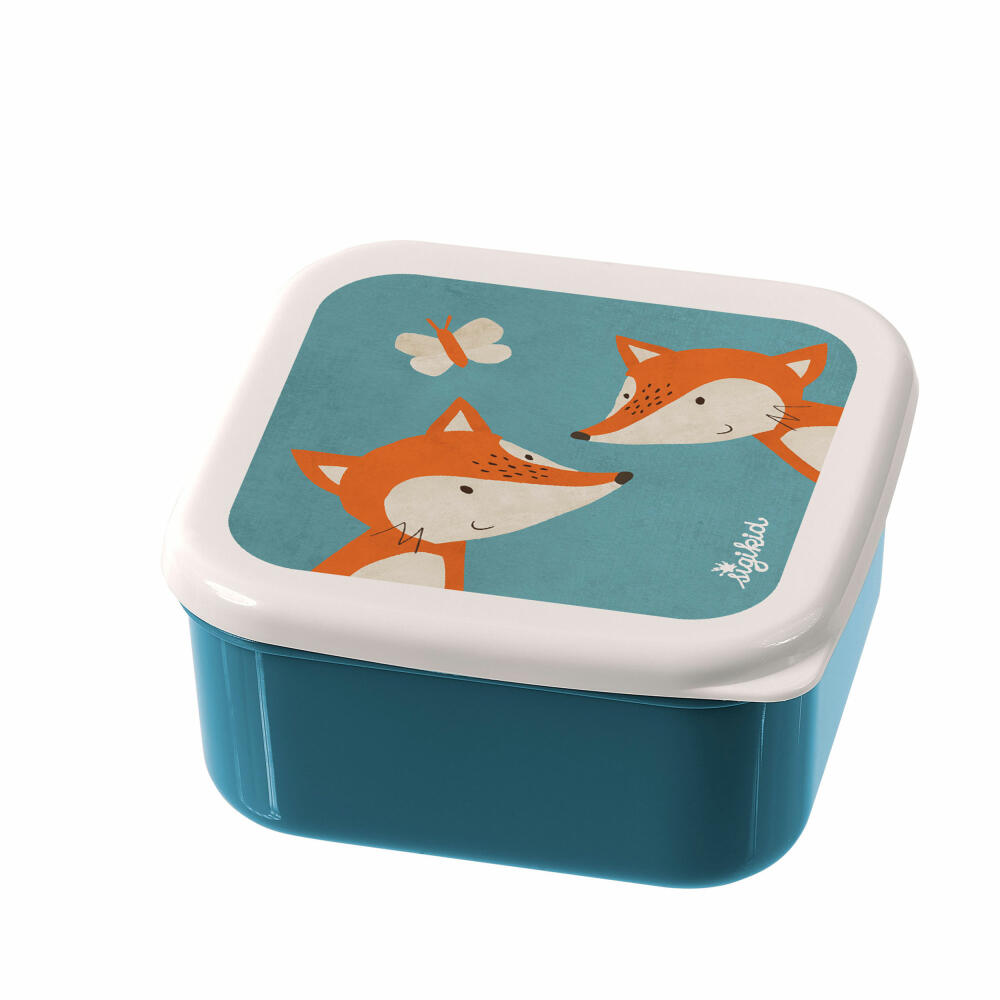 sigikid Snackboxen Fuchs, 3-tlg., Lunchbox, Brotdose, Vesperdose, Brotbox, Frühstücksdose, Kinder, Kunststoff, Blau, 24985