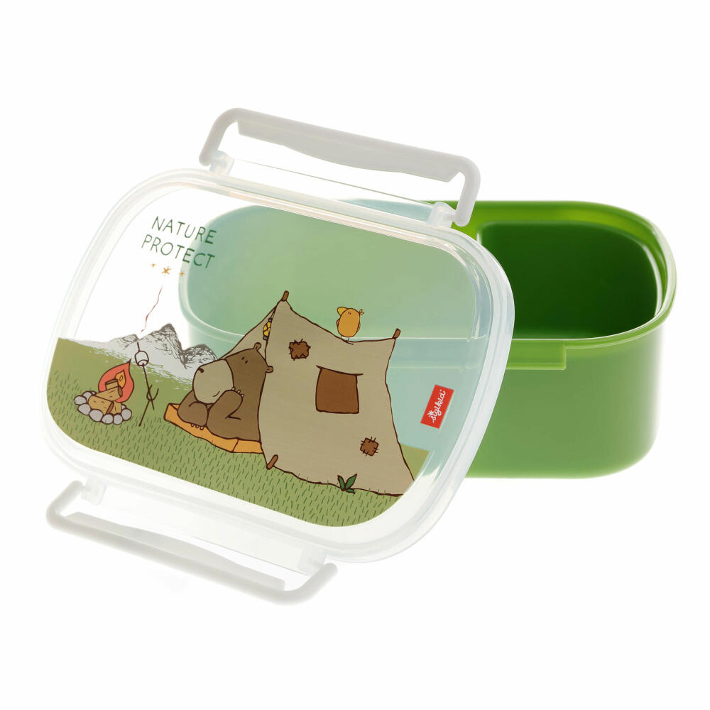 sigikid Brotzeitbox Forest Grizzly, Brotbox, Brotdose, Butterbrotdose, Vesperdose, Kinder, Kunststoff, Grün, 24780