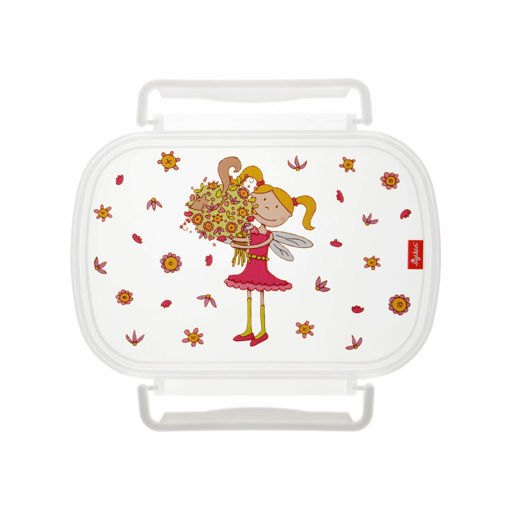 sigikid Brotzeitbox Fee Florentine, Brotbox, Brotdose, Butterbrotdose, Vesperdose, Kinder, Kunststoff, Grün / Pink, 24782