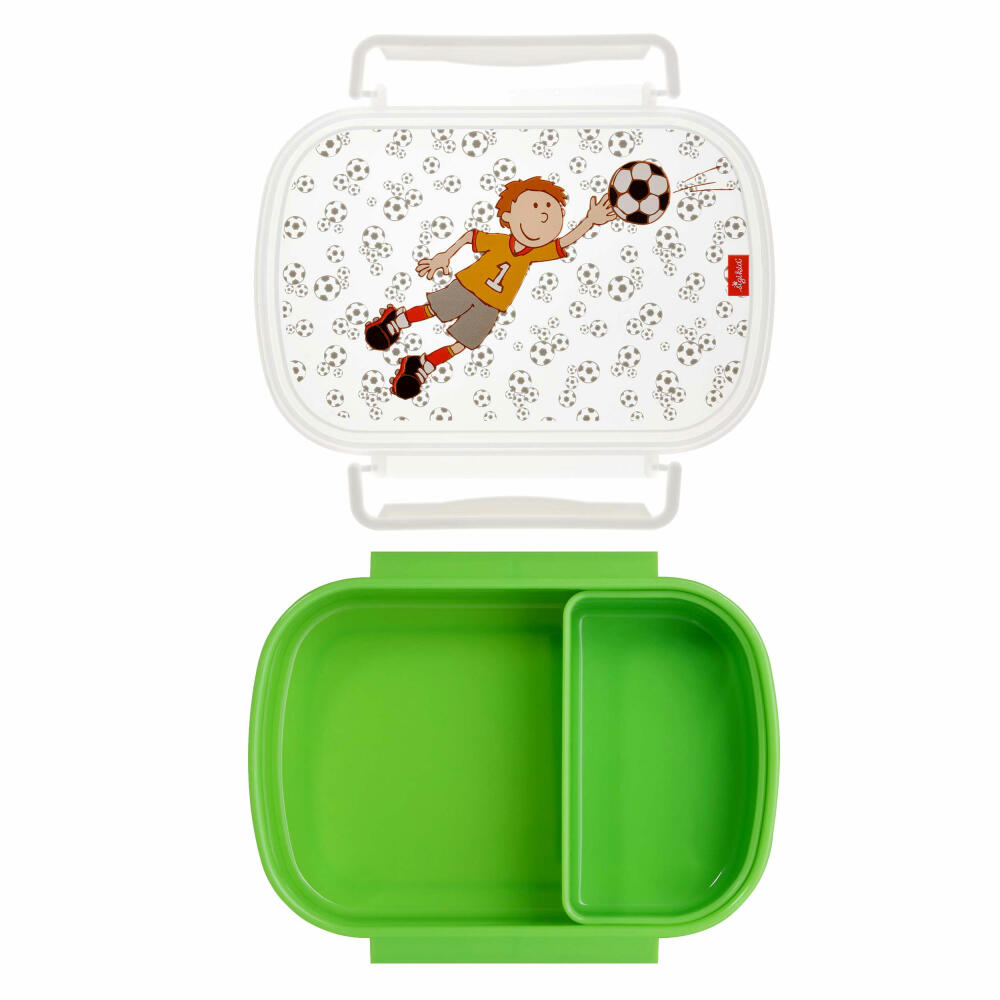 sigikid Brotzeitbox Kily Keeper, Brotbox, Brotdose, Butterbrotdose, Vesperdose, Kinder, Kunststoff, Fußball / Grün, 24781