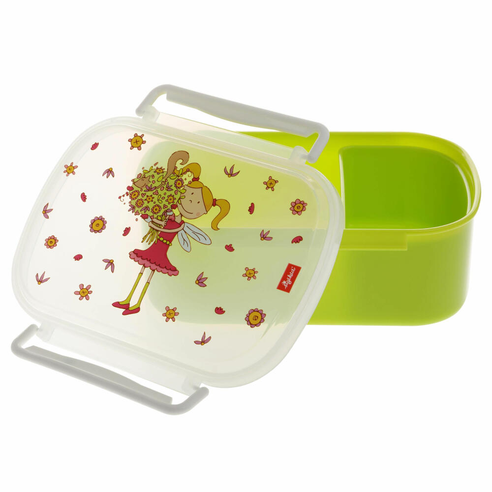 sigikid Brotzeitbox Fee Florentine, Brotbox, Brotdose, Butterbrotdose, Vesperdose, Kinder, Kunststoff, Grün / Pink, 24782