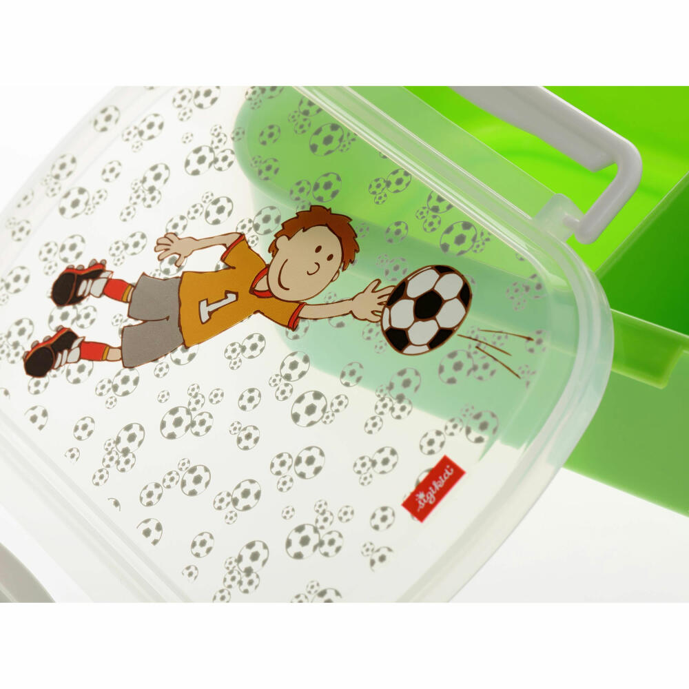 sigikid Brotzeitbox Kily Keeper, Brotbox, Brotdose, Butterbrotdose, Vesperdose, Kinder, Kunststoff, Fußball / Grün, 24781