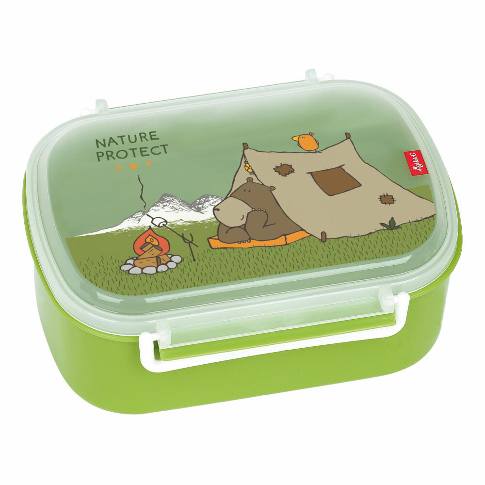 sigikid Brotzeitbox Forest Grizzly, Brotbox, Brotdose, Butterbrotdose, Vesperdose, Kinder, Kunststoff, Grün, 24780