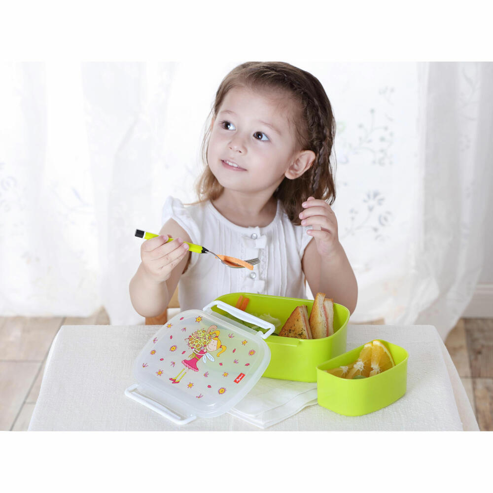 sigikid Brotzeitbox Fee Florentine, Brotbox, Brotdose, Butterbrotdose, Vesperdose, Kinder, Kunststoff, Grün / Pink, 24782