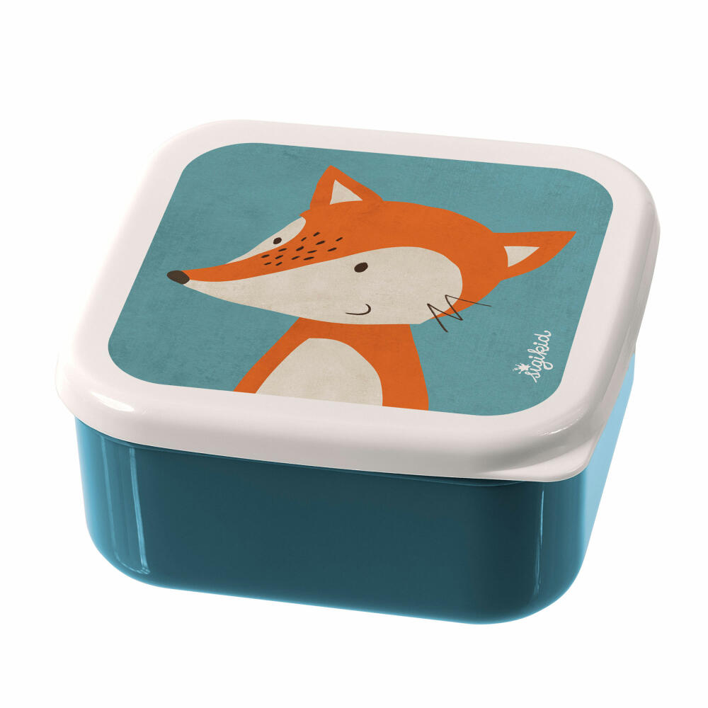 sigikid Snackboxen Fuchs, 3-tlg., Lunchbox, Brotdose, Vesperdose, Brotbox, Frühstücksdose, Kinder, Kunststoff, Blau, 24985