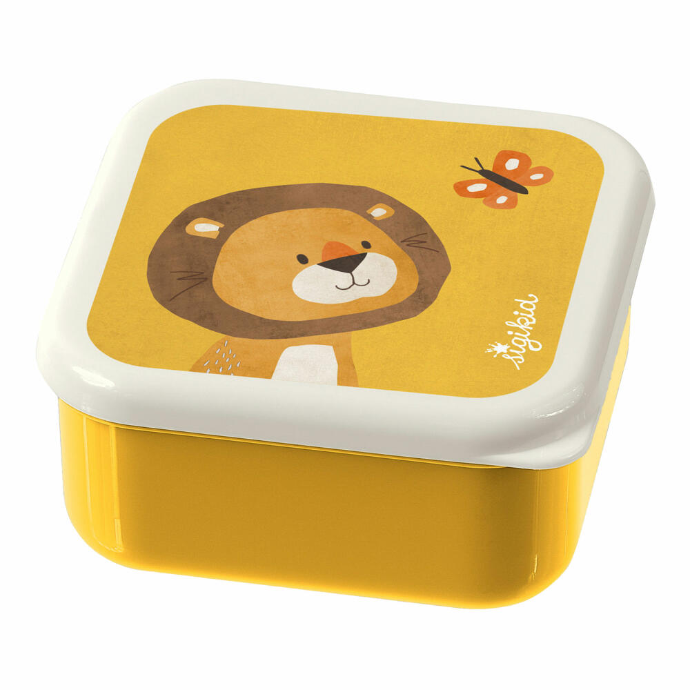 sigikid Snackboxen Löwe, 3-tlg., Lunchbox, Brotdose, Vesperdose, Brotbox, Frühstücksdose, Kinder, Kunststoff, Gelb, 25114