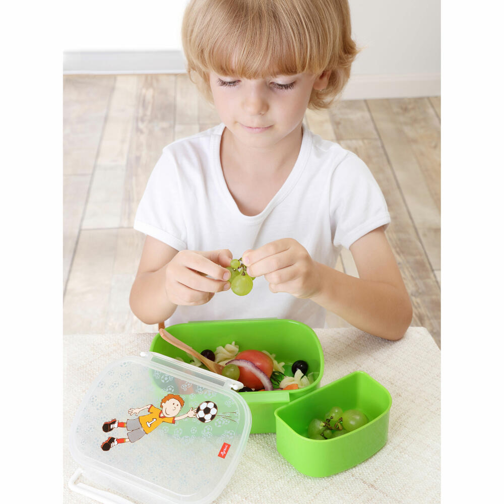 sigikid Brotzeitbox Kily Keeper, Brotbox, Brotdose, Butterbrotdose, Vesperdose, Kinder, Kunststoff, Fußball / Grün, 24781