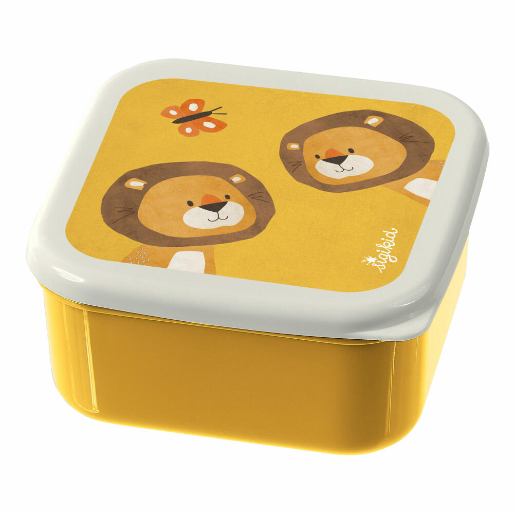 sigikid Snackboxen Löwe, 3-tlg., Lunchbox, Brotdose, Vesperdose, Brotbox, Frühstücksdose, Kinder, Kunststoff, Gelb, 25114