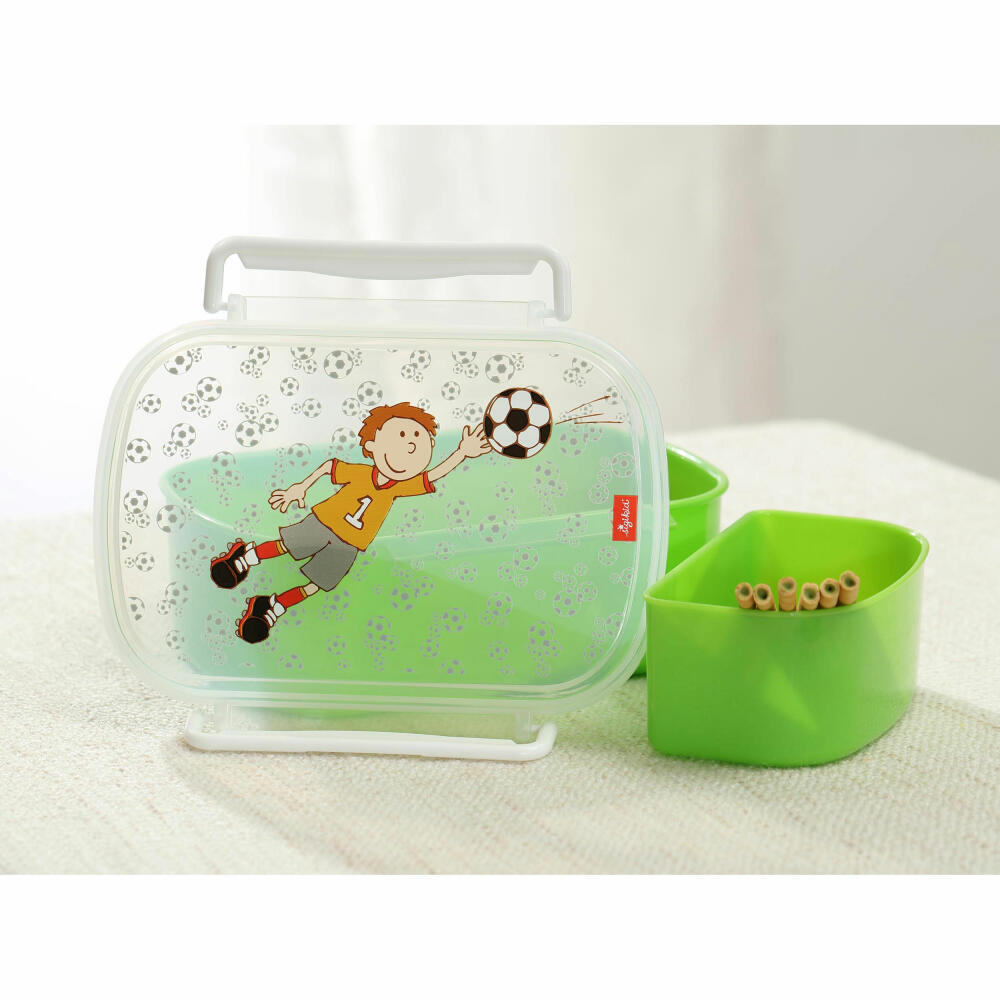 sigikid Brotzeitbox Kily Keeper, Brotbox, Brotdose, Butterbrotdose, Vesperdose, Kinder, Kunststoff, Fußball / Grün, 24781
