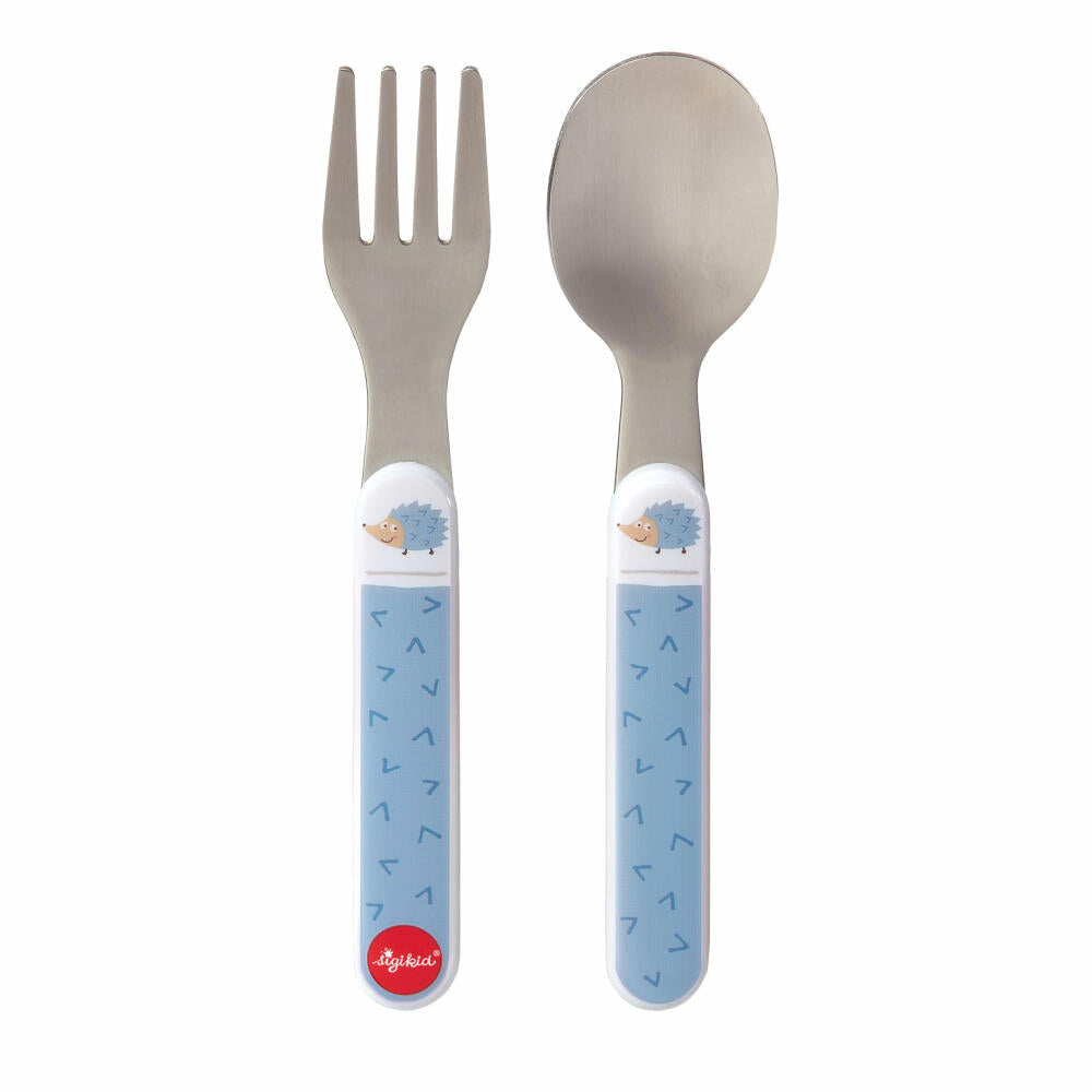 sigikid Melamine Set Hedgehog, 5-pcs., Plate, Cup, Fork, Spoon, Bowl, Cutlery, Children, Blue, 24981