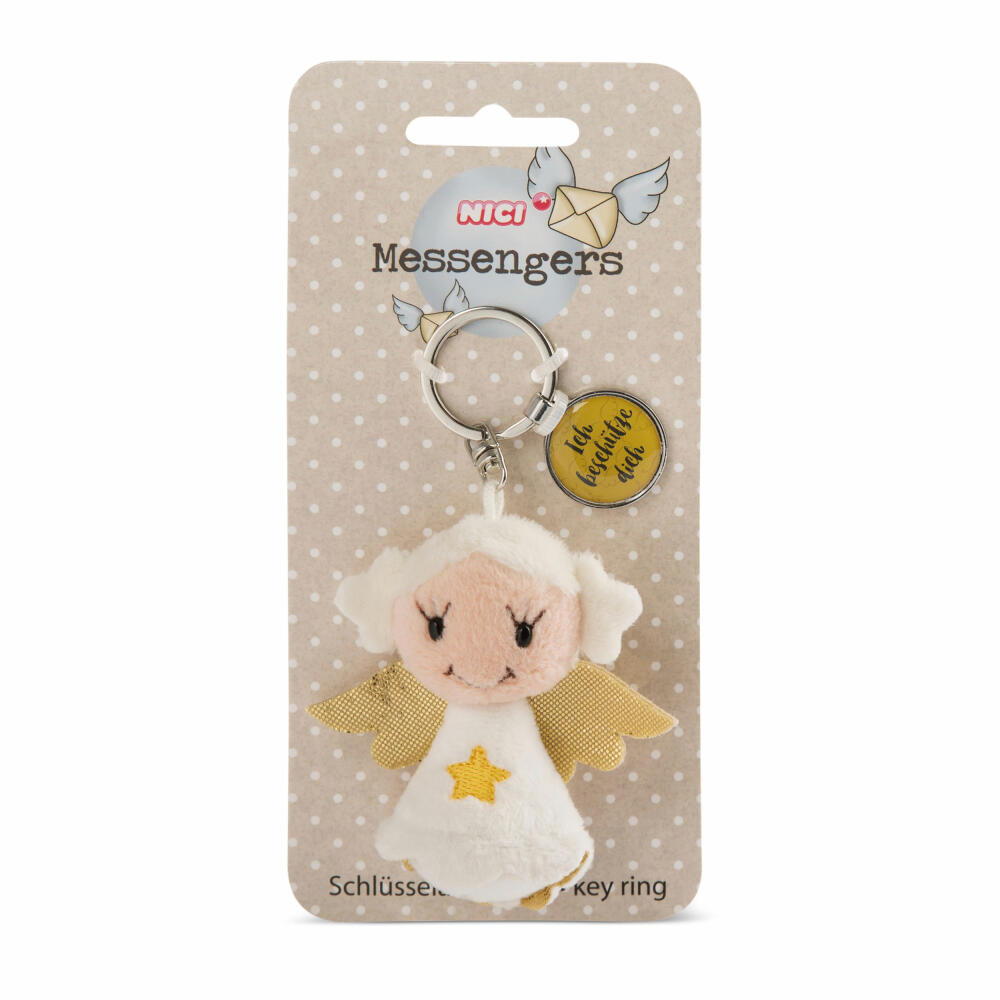 NICI Messenger Engel mit Stern Schlüsselanhänger, mit Anhänger Ich beschütze dich, Schutzengel, Glücksbringer, 7 cm, 47528