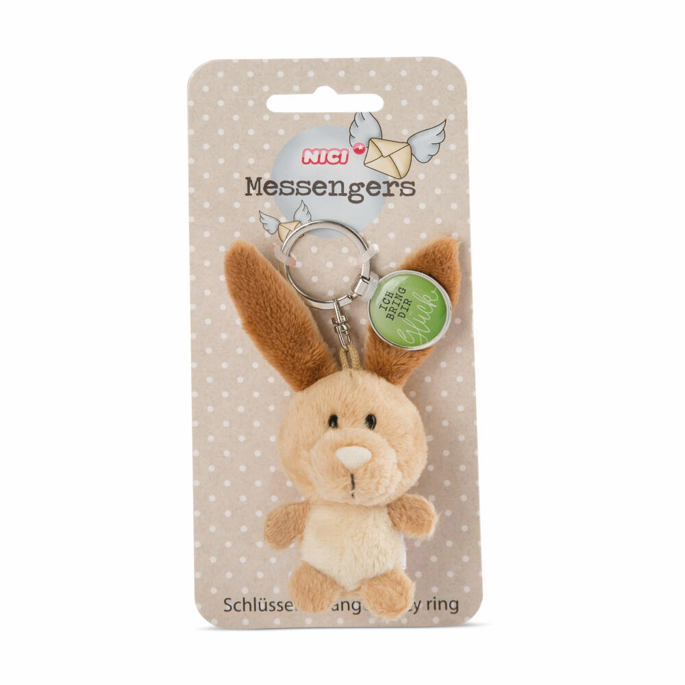 NICI Messenger Rabbit Keyring, with Pendant I bring you luck, Keyring, Lucky Charm, 7 cm, 47540