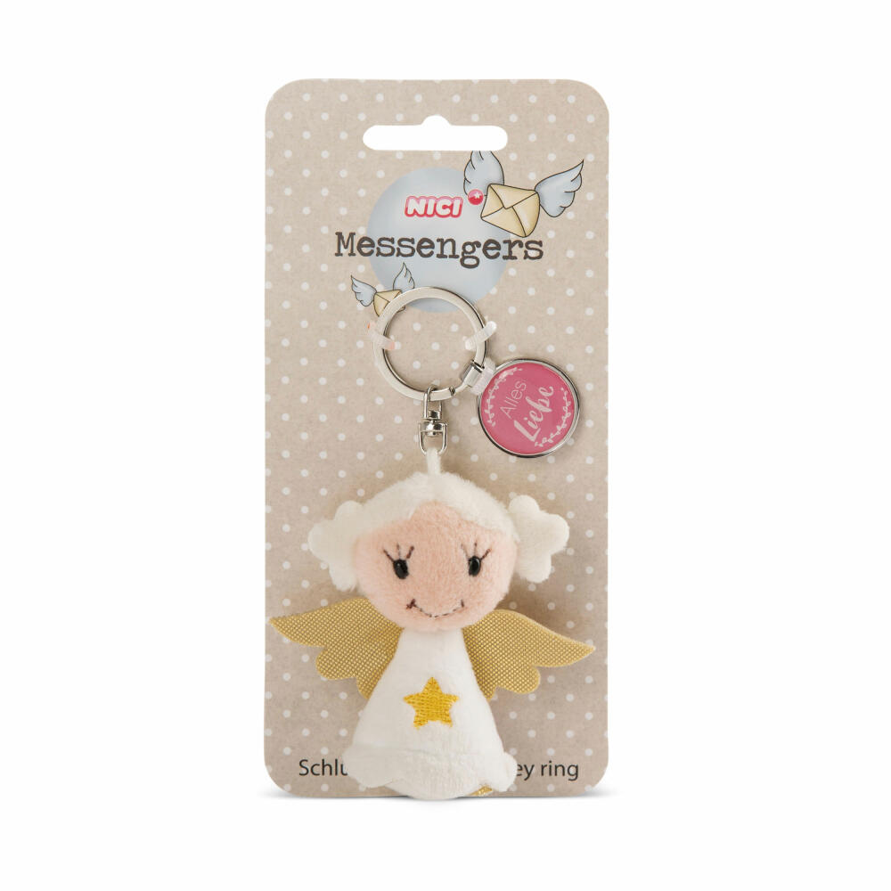 NICI Messenger Engel mit Stern Schlüsselanhänger, mit Anhänger Alles Liebe, Schutzengel, Glücksbringer, 7 cm, 47526