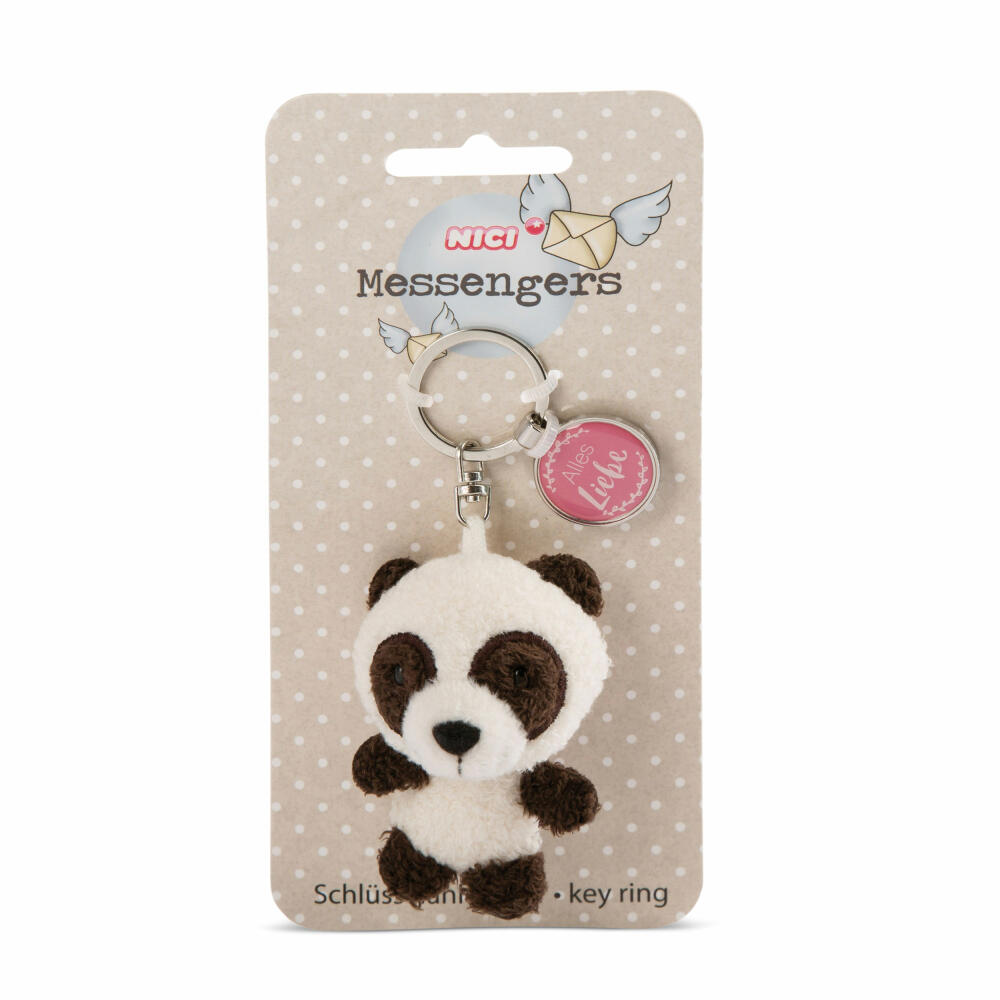 NICI Messenger Panda Schlüsselanhänger, mit Anhänger Alles Liebe, Schlüssel Anhänger, Glücksbringer, 7 cm, 47535
