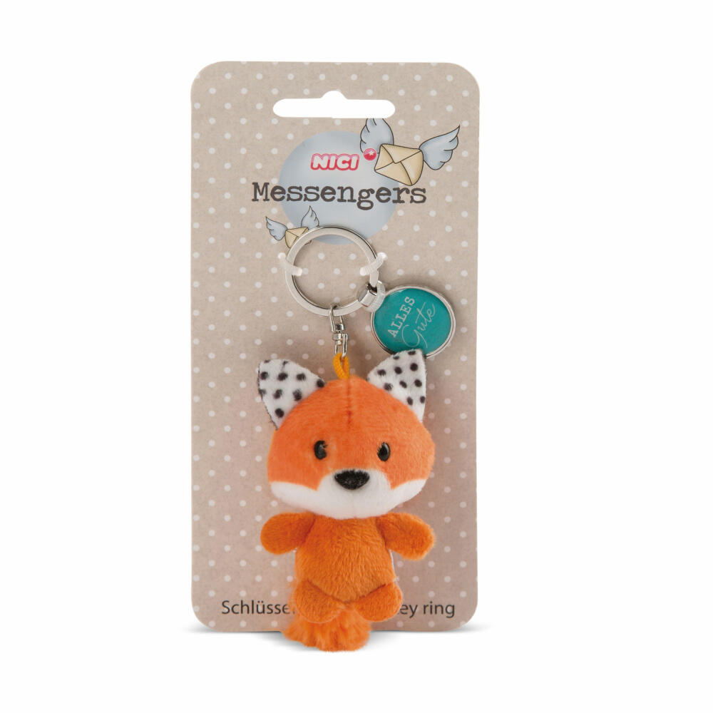 NICI Messenger Katze Schlüsselanhänger, mit Anhänger Alles Gute, Schlüssel Anhänger, Glücksbringer, 7 cm, 47532