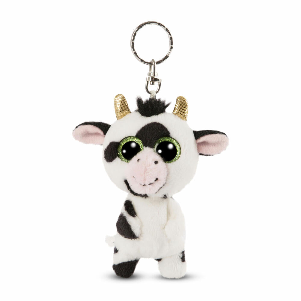 NICI Glubschis Keyring Cow Moolon, Dangling, Key Pendant, Plush, Black / White, 9 cm, 47660