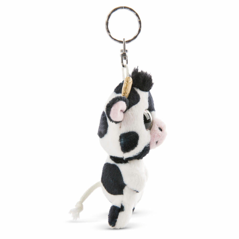 NICI Glubschis Keyring Cow Moolon, Dangling, Key Pendant, Plush, Black / White, 9 cm, 47660