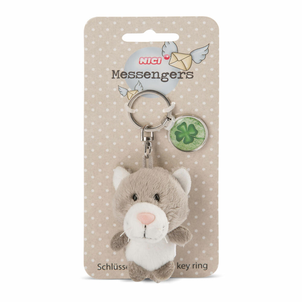NICI Messenger Katze Schlüsselanhänger, mit Anhänger Lieblingsmensch, Schlüssel Anhänger, Glücksbringer, 7 cm, 47530