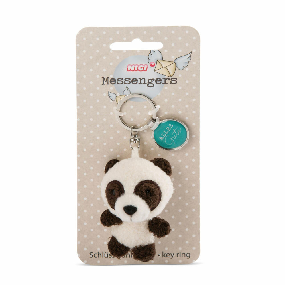 NICI Messenger Panda Schlüsselanhänger, mit Anhänger Alles Gute, Schlüssel Anhänger, Glücksbringer, 7 cm, 47536