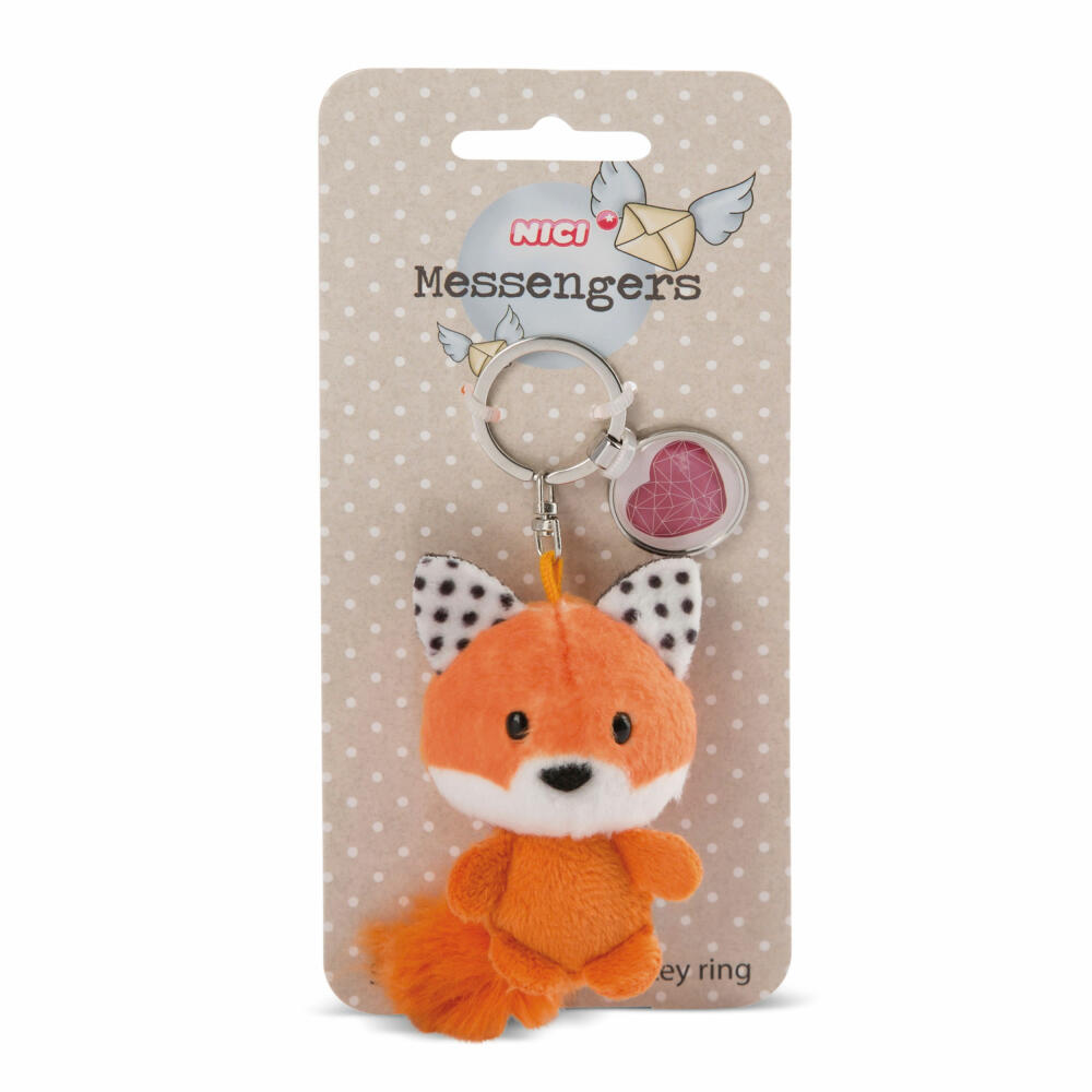 NICI Messenger Fuchs Schlüsselanhänger, mit Anhänger Herz Symbol, Schlüssel Anhänger, Glücksbringer, 7 cm, 47533
