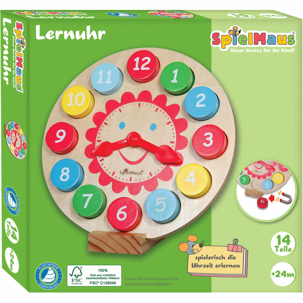 SpielMaus wooden learning clock