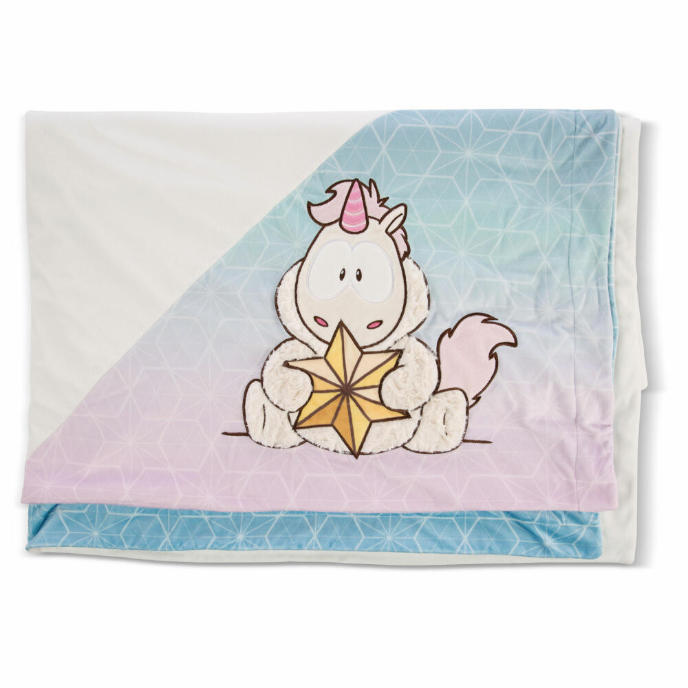 NICI Theodor & Friends Plush Blanket Unicorn Theodor with Snowsuit, Blanket, Cuddly Blanket, Plush / Polyester, 175 x 140 cm, 48170