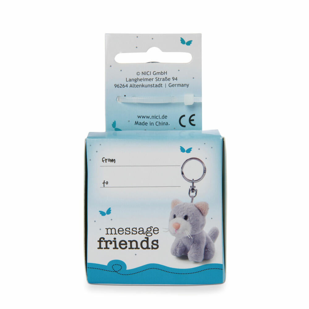 NICI Message Friends Cat I'm here for you! Keyring, Key Pendant, Lucky Charm, 6 cm, 48124