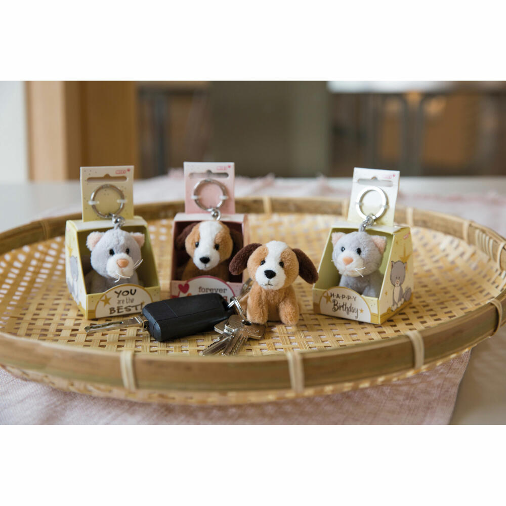 NICI Message Friends Cat Happy Birthday Keyring, Key Pendant, Lucky Charm, 6 cm, 48122