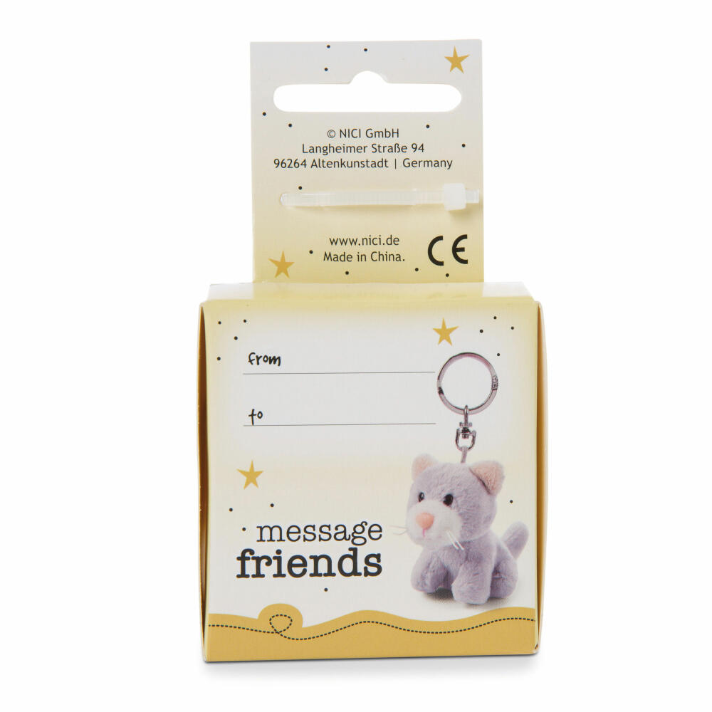 NICI Message Friends Cat Happy Birthday Keyring, Key Pendant, Lucky Charm, 6 cm, 48122