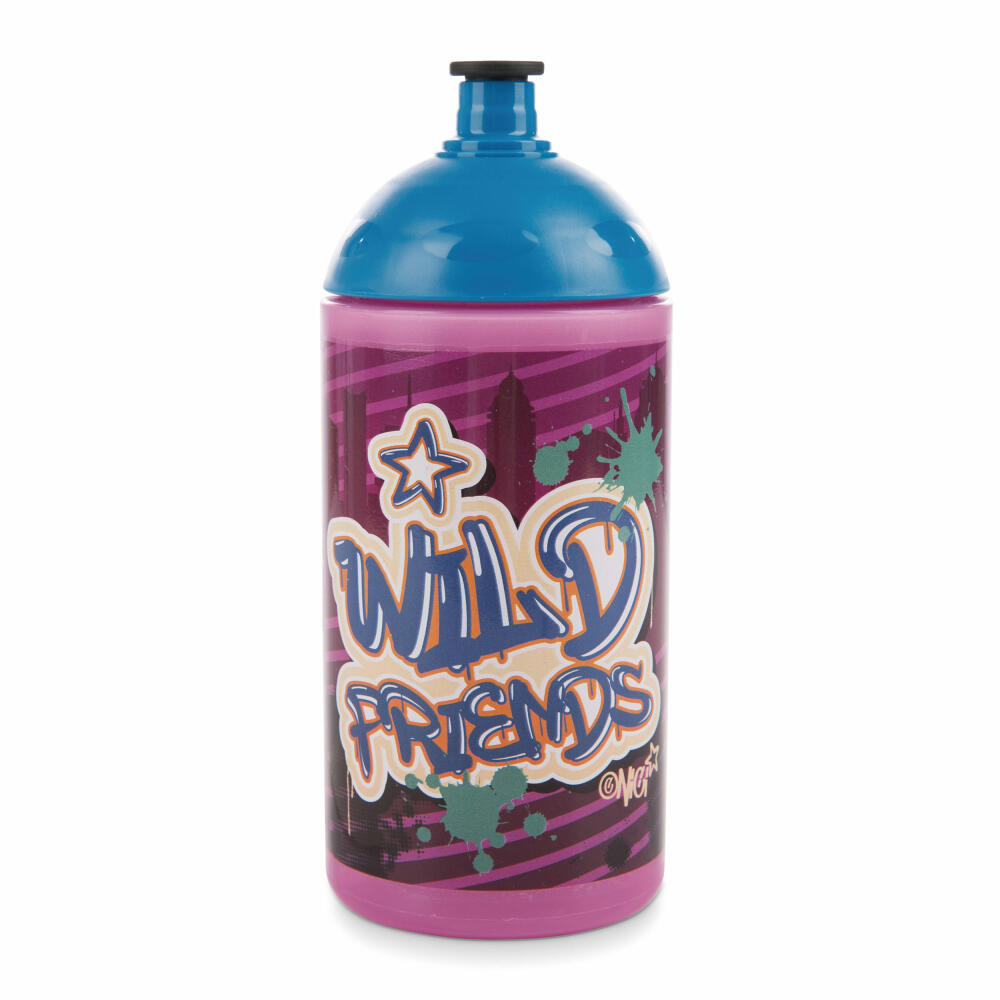 NICI Wild Friends Trinkflasche, Kinderflasche, Flasche, Getränkeflasche, Kinder, Kunststoff, 500 ml, 47923