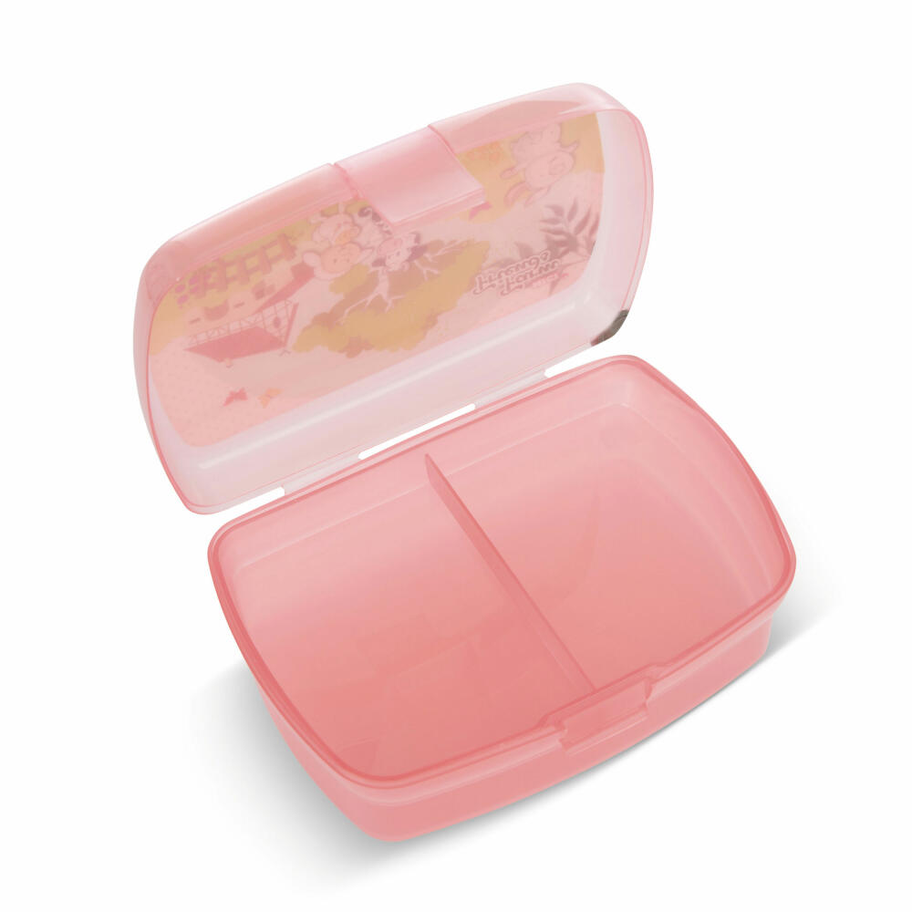 NICI Farm Friends Brotdose, mit Einsatz, Frühstückdose, Lunchbox, Brot Dose, Kunststoff, Rosa, 18 x 12.5 cm, 47805
