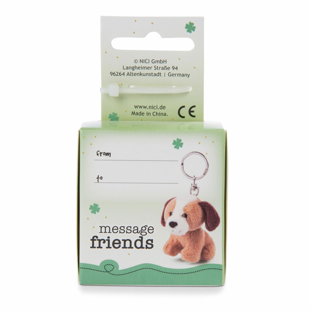 NICI Message Friends Dog Happy Birthday! Keyring, Key Pendant, Lucky Charm, 6 cm, 48131