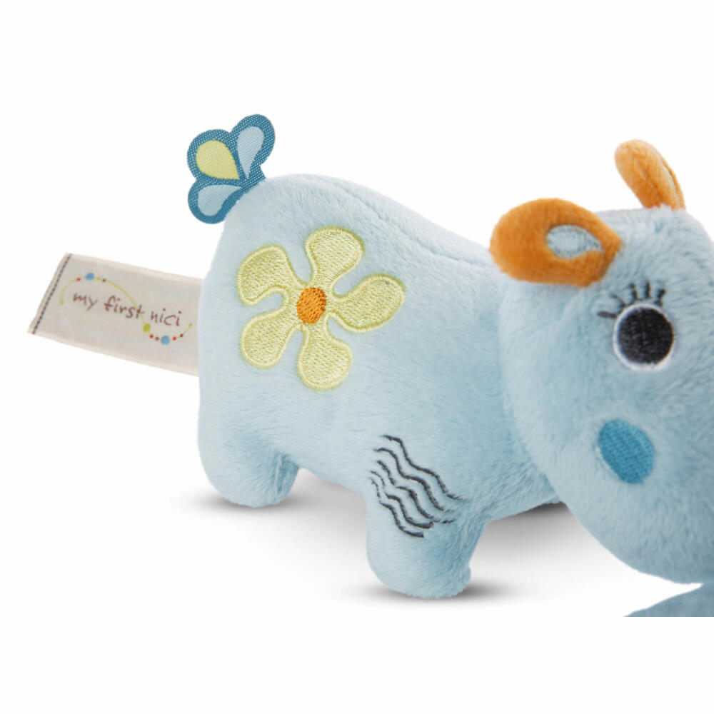 NICI My First NICI cuddly toy rhinoceros Manuffi 3D with muslin cloth, soft toy, plush toy, stuffed toy, cotton / polyester, 13 cm, 48038