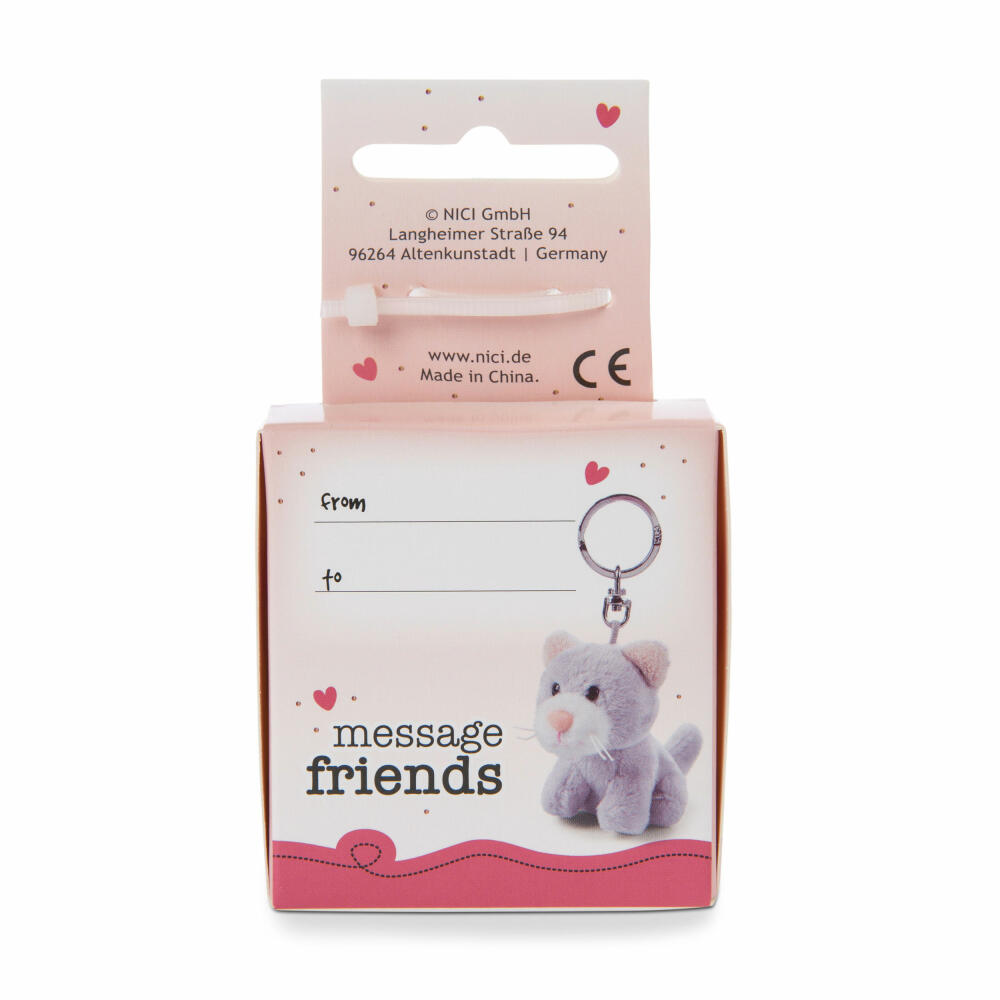 NICI Message Friends Cat I love you! Keyring, Key Pendant, Lucky Charm, 6 cm, 48125