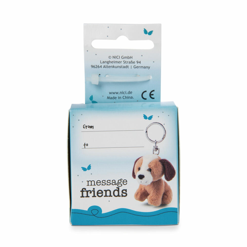 NICI Message Friends Dog I'll take care of you! Keyring, Key Pendant, Lucky Charm, 6 cm, 48139