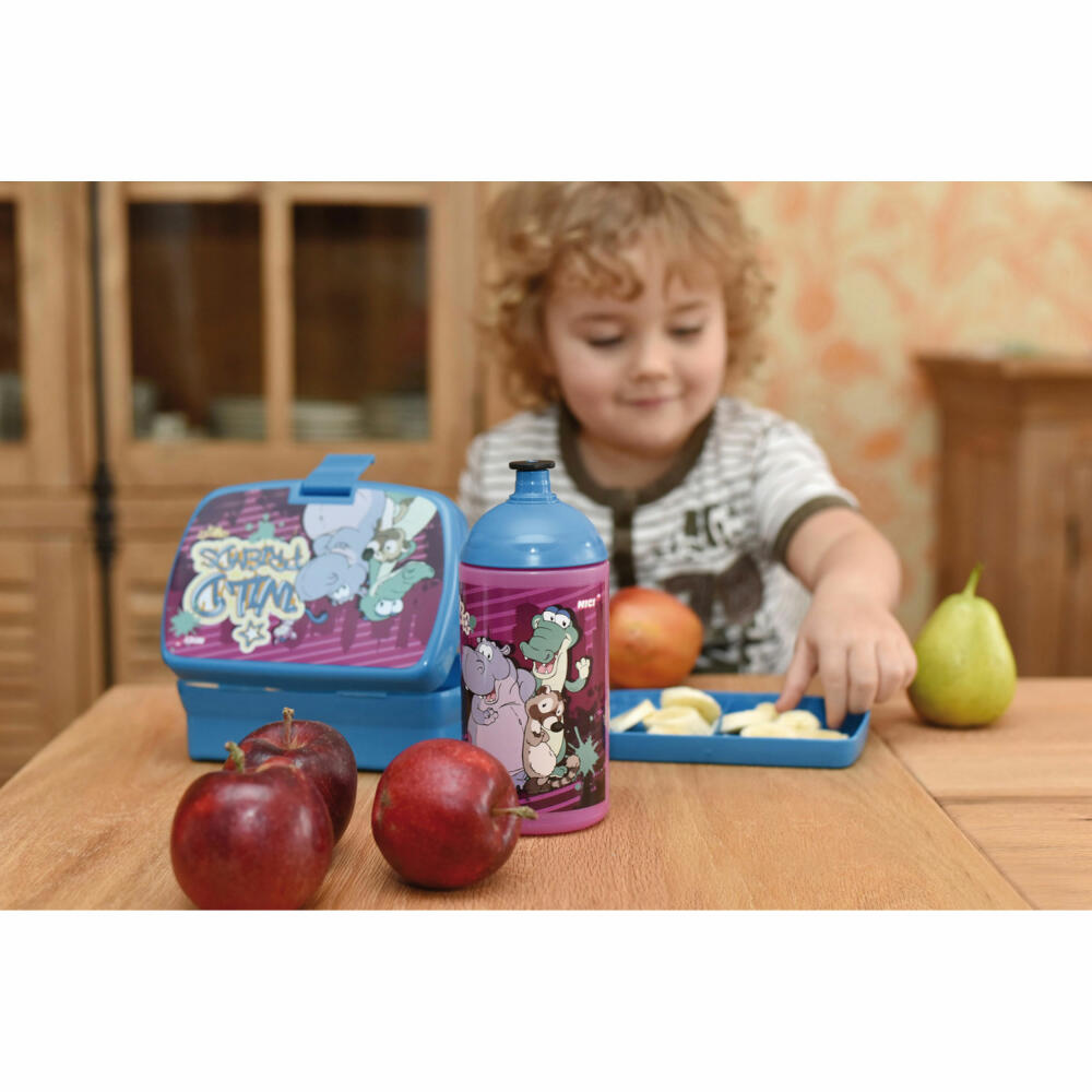 NICI Wild Friends Brotdose, mit Einsatz, Frühstückdose, Lunchbox, Brot Dose, Kunststoff, Blau, 18 x 12.5 cm, 47922