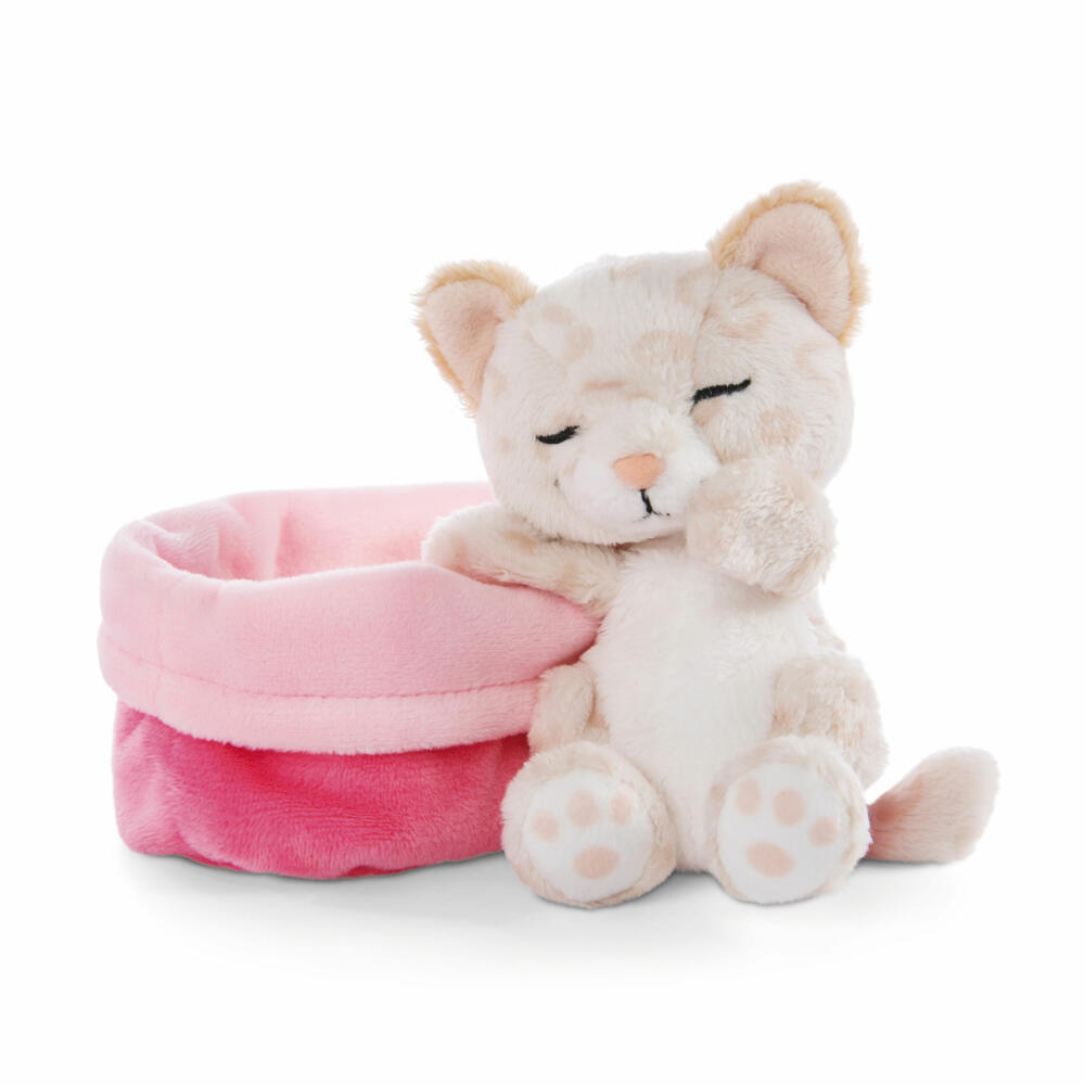 NICI Sleeping Pets Kätzchen mit Leopardenmuster, Kuscheltier, Plüschtier, Stofftier, Plüsch / Polyester, 12 cm, 47892