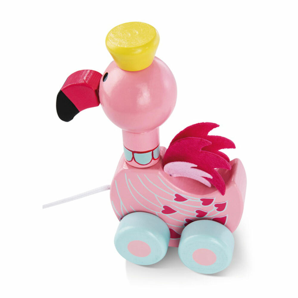NICI pull-along toy Flamingo, baby toy, toy, animal, Orange Tree Toys, wood, colorful, 46007