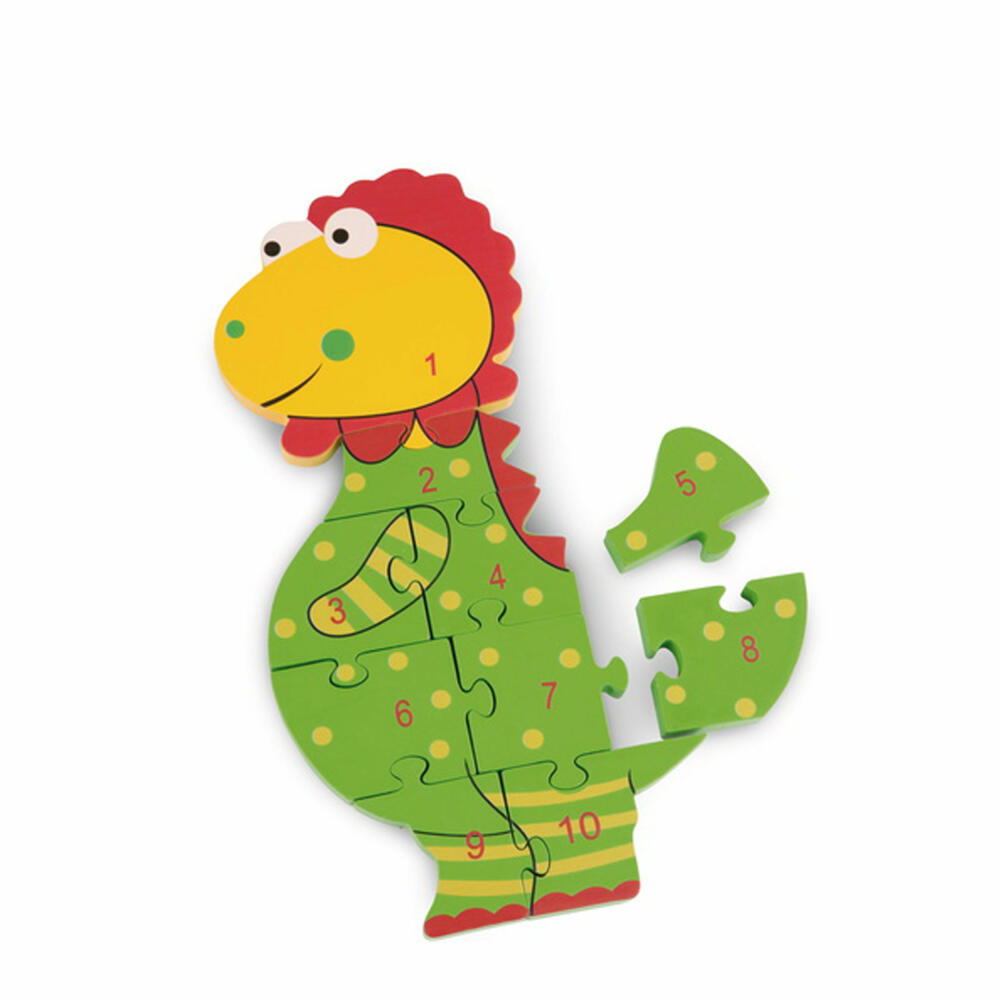 NICI Zahlenpuzzle Dinosaurier, Lernspielzeug, Spielzeug, Orange Tree Toys, Holz, Bunt, 46016