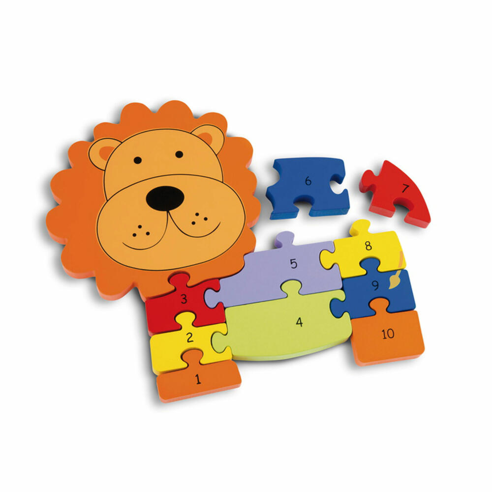 NICI Zahlenpuzzle Löwe, Lernspielzeug, Spielzeug, Orange Tree Toys, Holz, Bunt, 46013