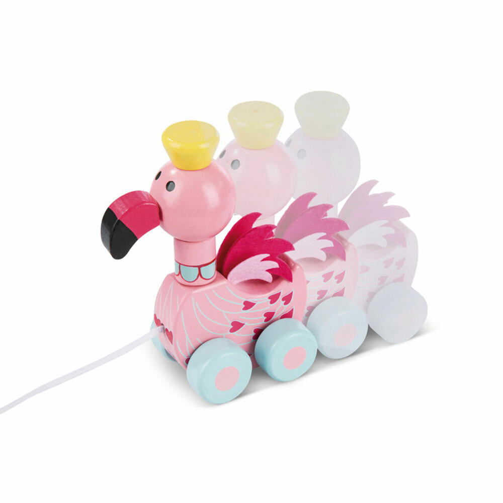 NICI pull-along toy Flamingo, baby toy, toy, animal, Orange Tree Toys, wood, colorful, 46007