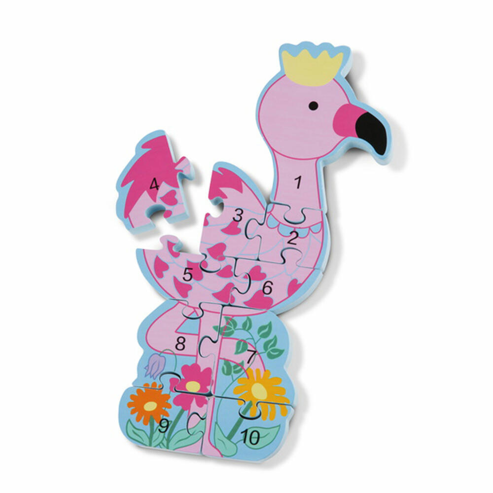 NICI Zahlenpuzzle Flamingo, Lernspielzeug, Spielzeug, Orange Tree Toys, Holz, Bunt, 46014