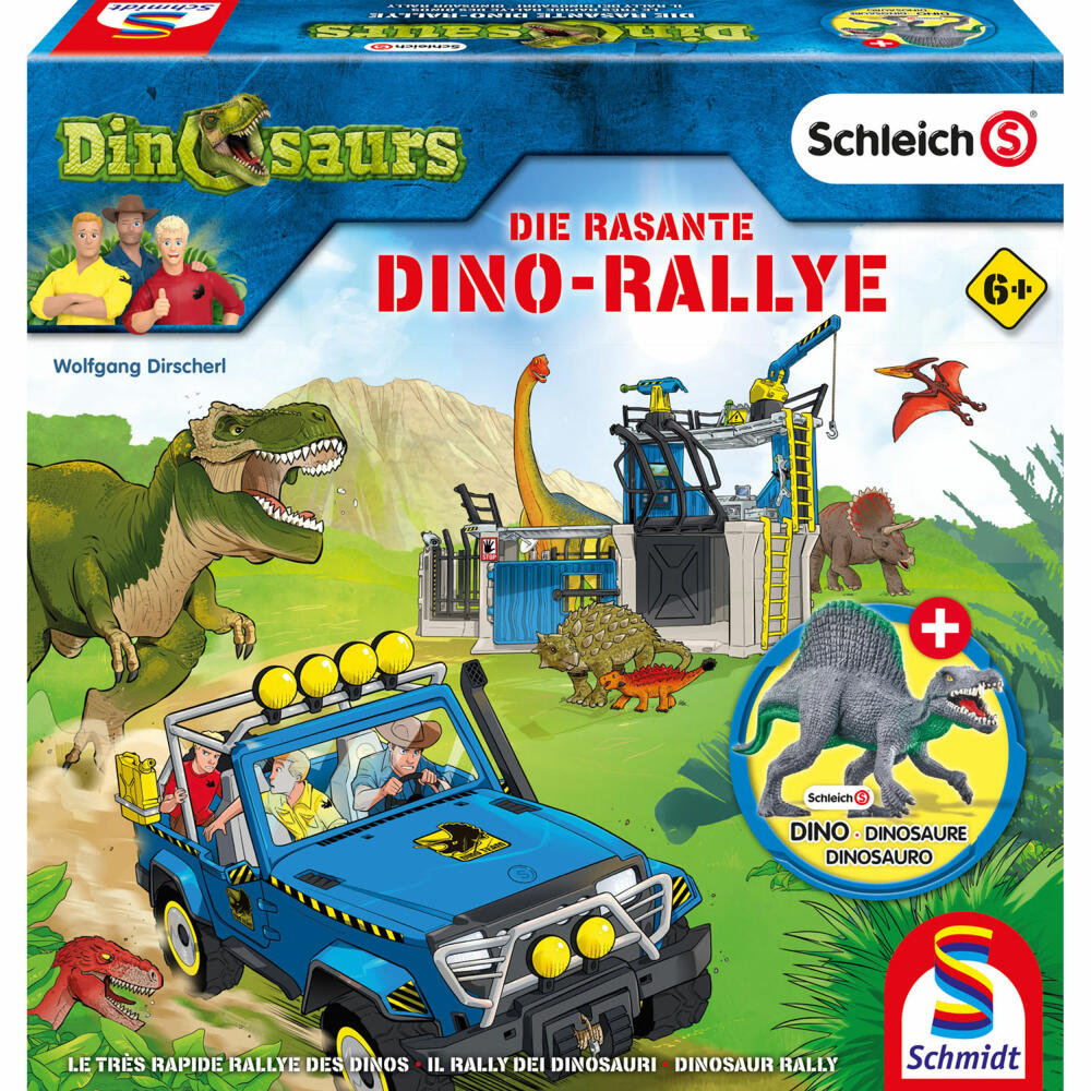 Schmidt Spiele Schleich Dinosaurs The fast-paced dino rally, children's game, board game, children's game, 40623
