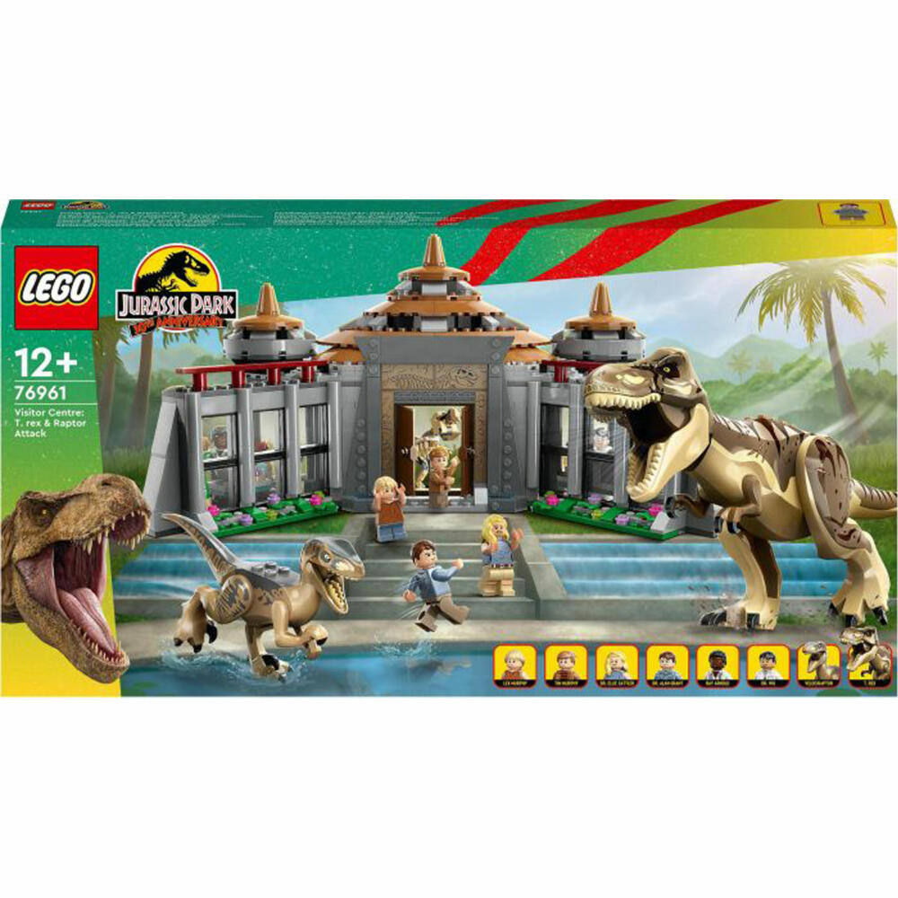 LEGO Jurassic World Angriff des T. Rex und des Raptors aufs Besucherzentrum, 693-tlg., Legosteine, Bausteine, Bauset, Konstruktionsset, ab 12 Jahren, 76961