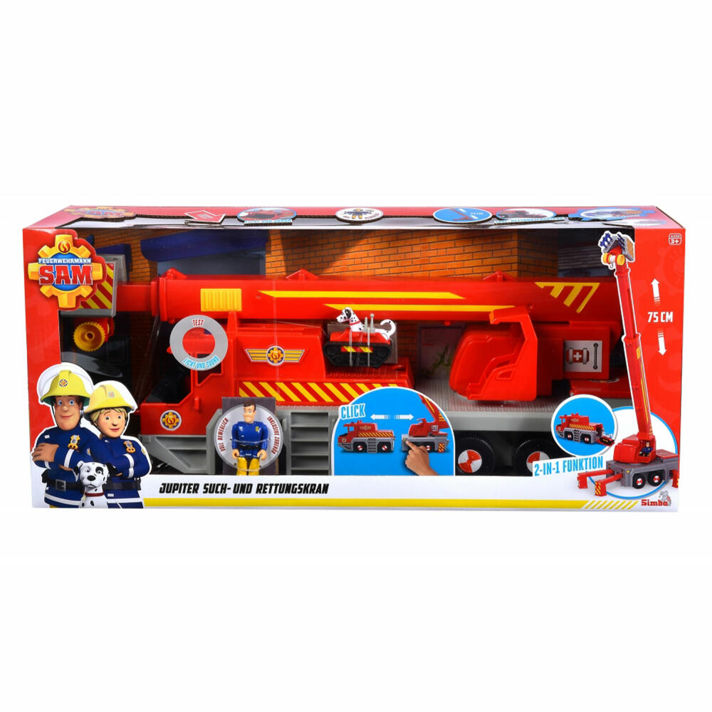 Simba Sam Rescue Crane 2-in-1, Emergency Vehicle, Fire Engine, Fire Department Car, Toy, 109252517