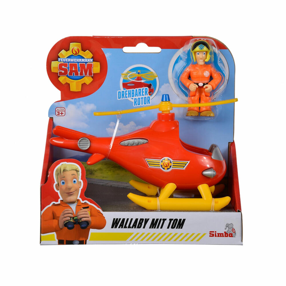 Simba Sam Junior Wallaby with Tom Thomas Figure, Helicopter, Toy, Fire Brigade, 109252507