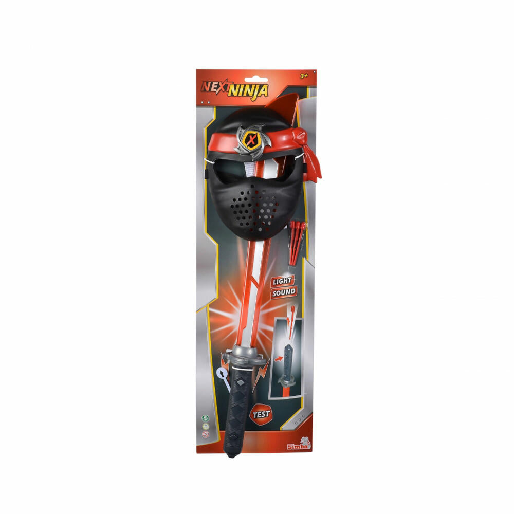 Simba Next Ninja Sword and Mask, Lightsaber, Toy Sword, with Shooting Function, Red, 108042587